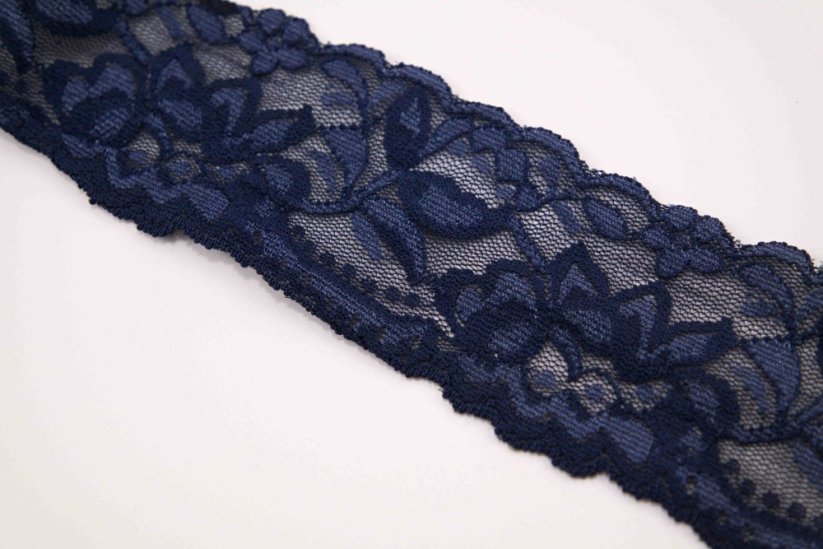 Elastic lace - dark blue - width 5 cm