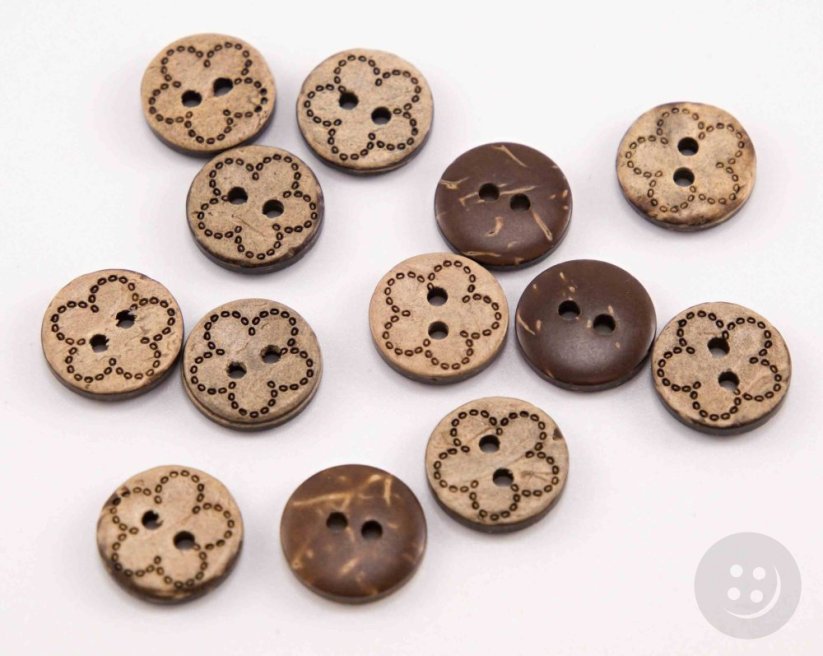 Hole shirt button - coconut - five-petal flower - beige - diameter 1.27 cm