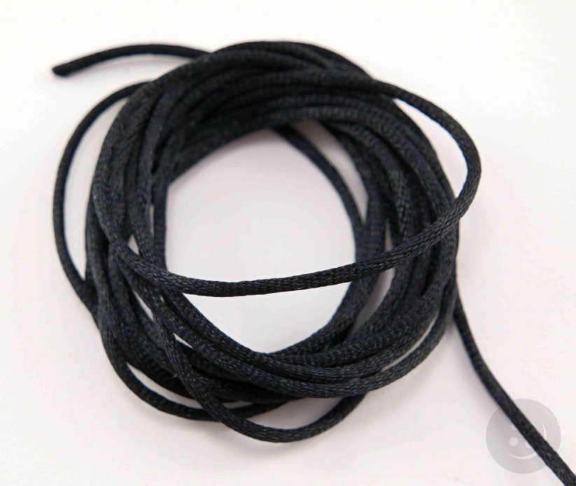 Satin cord - black - diameter 0.2 cm