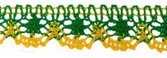 Cotton lace trim - green and yellow - width 2,6 cm