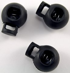 Plastová kulatá brzdička - černá - průměr průvleku 0,7 cm