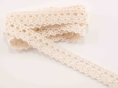 Baumwoll-Klöppelspitze - feine Zähnchen - creme - Breite 1,5 cm