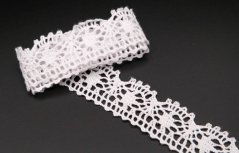 Bavlnená paličkovaná čipka - biela - šírka 2,7 cm