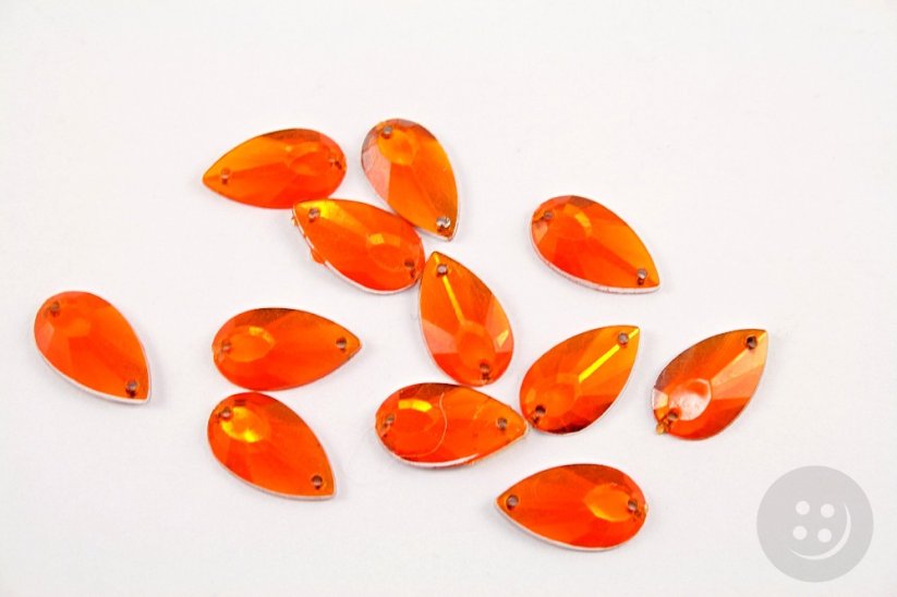 Sew-on rhinestone - orange - dimensions 1,6 cm x 1 cm