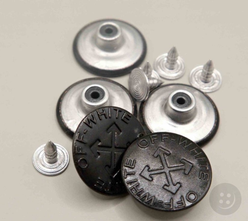 Impact button - dark metal with an pattern - diameter 2 cm