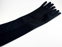 Dámské společenské rukavičky - lesklá černá - délka 60 cm