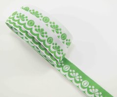 Krojenband - weiß, hellgrün - Breite 2 cm