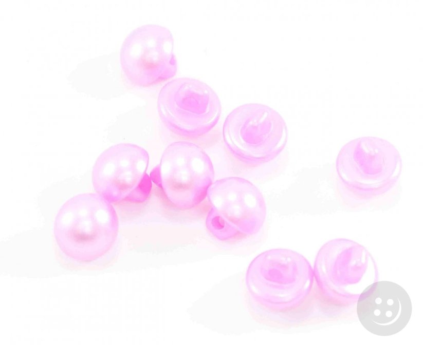 Pearl button with bottom stitching - bright pink pearl - diameter 0,9 cm