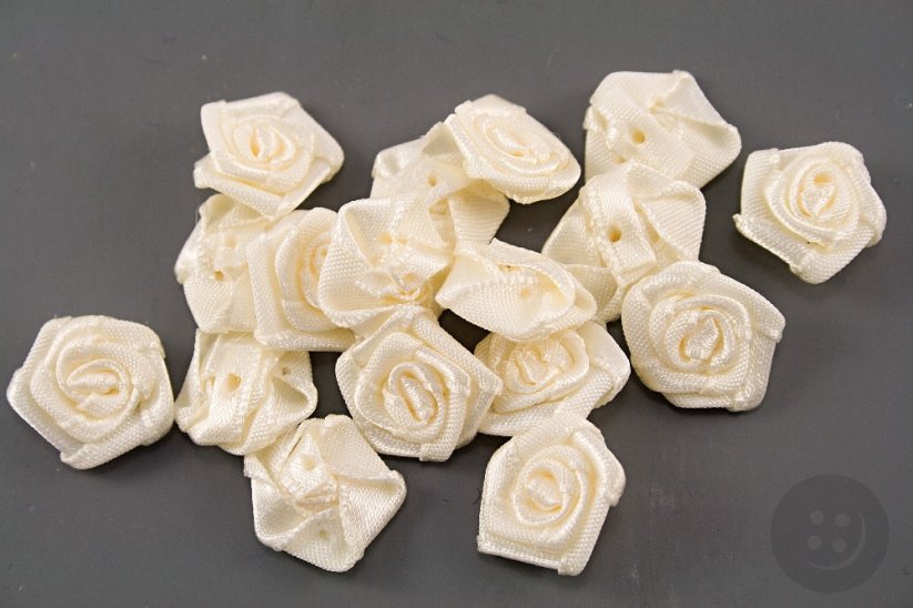 Sew-on satin flower - cream - diameter 1.6 cm