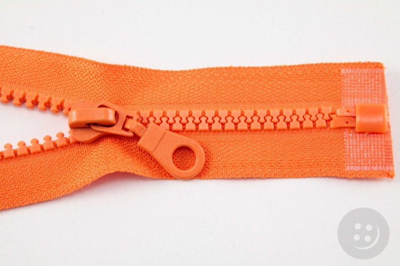 Deliteľný kostený zips - dĺžka (30 - 95 cm) - rôzne farby - Dĺžka: 45 cm, Farby kostených zipsov (Rozdeľovacia): Oranžová