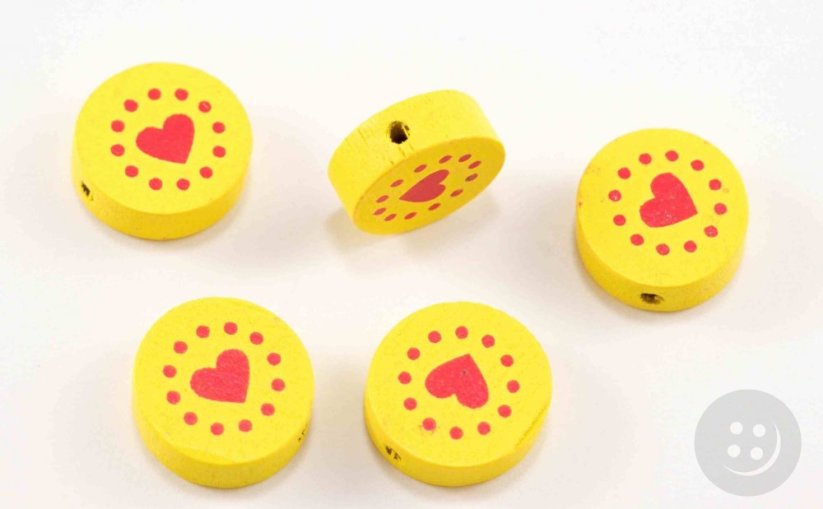 Wooden pacifier bead - heart - yellow - dimensions 1,8 cm x 0,7 cm