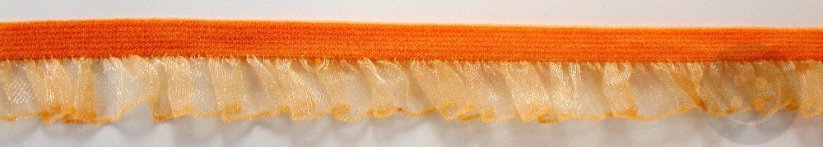 Elastischer Rüschenband - orange - Breite 1,7 cm