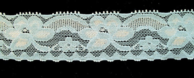 Elastic lace trim - light blue - width 3,5 cm