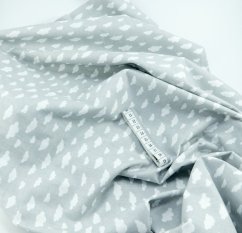 Bavlnené plátno - biele obláčiky na šedom podklade - šírka 160 cm