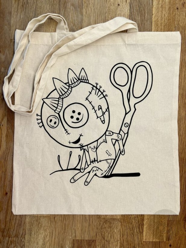 Baumwolltasche zum Ausmalen – Punk Voodoo Puppe (Originaldesign)
