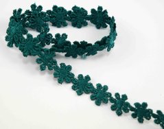 Vzdušná krajka kytička - tmavě zelená - šířka 1,3 cm