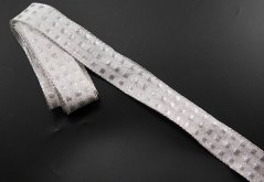 Lurexová stuha - se čtverečky - s drátkem - stříbrná - šíře 2,5 cm