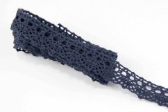 Cotton lace trim - dark blue - width 1,8 cm