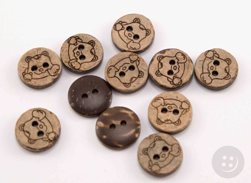 Hole shirt button - coconut - teddy bear - beige - diameter 1.27 cm
