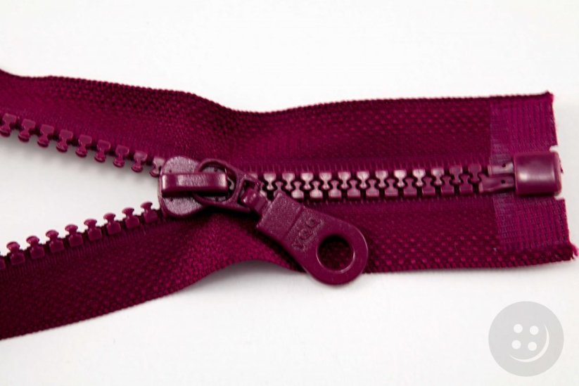 Deliteľný kostený zips - dĺžka (30 - 95 cm) - rôzne farby - Dĺžka: 65 cm, Farby kostených zipsov (Rozdeľovacia): Svetlá fialová_CEZ