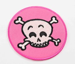 Iron-on patch - skull - dimensions 4.5 cm x 5 cm - pink