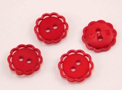 Dierkový gombík - kvietok s ozdobným okrajom - červená - priemer 1,53 cm