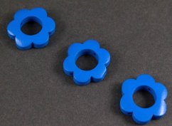 Drevená korálka na cumlík - kytička - modrá - priemer 2,5 cm