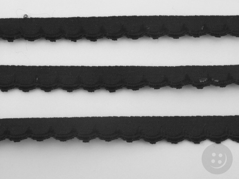 Zúbkova stuha - čierna - šírka 1 cm