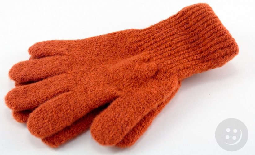 Pletené detské rukavice - hrdzavá - dĺžka 18 cm