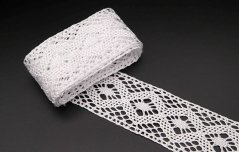 Viskózová paličkovaná čipka - biela - šírka 3,8 cm - vsadka