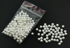 Decorative beads without threading hole - pearl white - diameter 0,6 cm