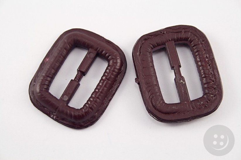 Plastic clothing buckle - burgundy - pulling hole width 2,5 cm - dimensions 3,8 cm x 3,2 cm