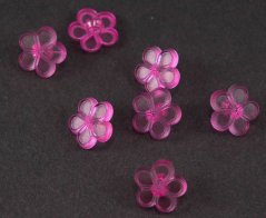 Dětský knoflík - tmavě růžová kytička - transparentní - průměr 1,3 cm