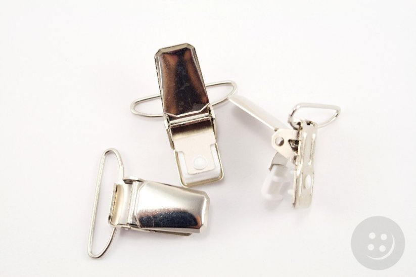 Suspender clip - silver - pulling hole width 3 cm