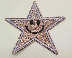 Iron-on patch - glitter star - bronze - size 8.5 cm x 8.5 cm
