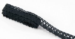 Bavlněná paličkovaná krajka - černá - šířka 1,8 cm