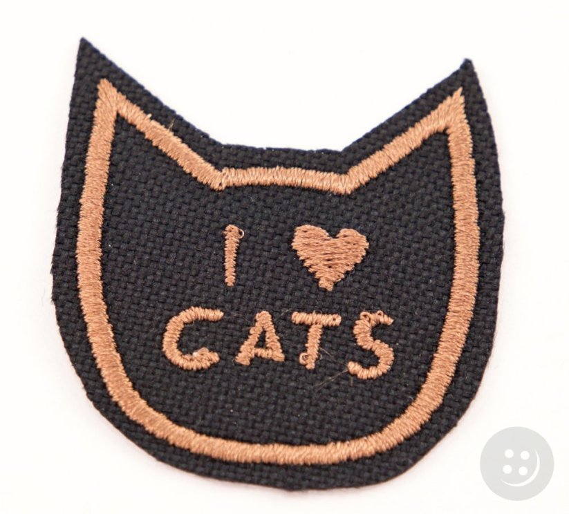 Nažehľovacia záplata - I LOVE CATS - rozmer 3,8 cm x 3,8 cm