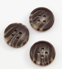 Dírkový knoflík - hnědý melír - průměr 1,5 cm