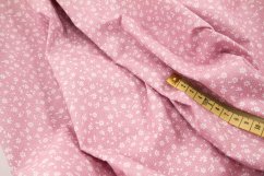 Cotton fabric - white flowers on pink background - width 160 cm