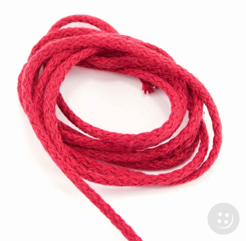 Bavlněná oděvní šňůra - tmavě červená - průměr 0,5 cm