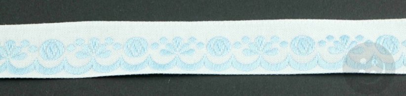 Festive ribbon - white, light blue - width 2 cm