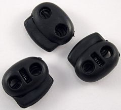Plastic flat cord lock - black - pulling hole diameter 0.5 cm