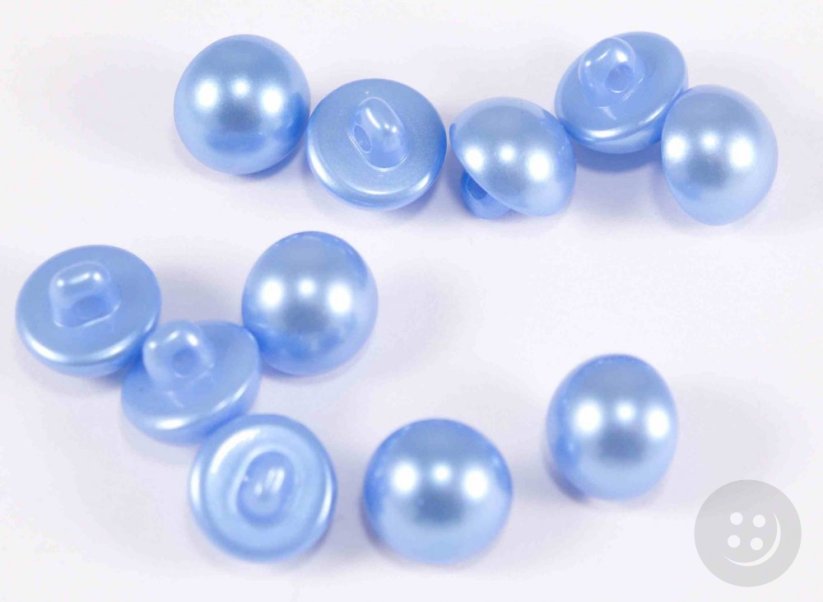Perlknopf mit unterer Naht - hellblaue Perle - Durchmesser 1,1 cm