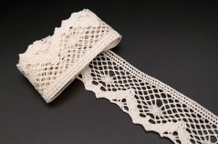 Bavlněná paličkovaná krajka - smetanová - šířka 3,9 cm