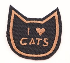Nažehľovacia záplata - I LOVE CATS - rozmer 3,8 cm x 3,8 cm