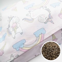 Polštářek plněný BIO pohankovými slupkami - Jednorožci - rozměr 35 cm x 28 cm