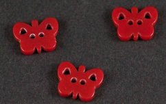 Motýlik - knoflík  - červená - rozmery 1 cm x 1,3 cm