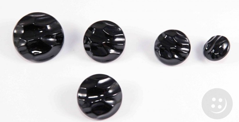 Knopf mit gefaltetem Muster, glänzend, mit Unternaht - schwarz - Durchmesser 2,4 cm