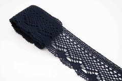 Geklöppelte Baumwollspitze - dunkelblau - Breite 5,5 cm