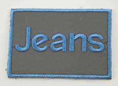 Iron-on patch - JEANS - 6.5 cm x 4.5 cm - reflective